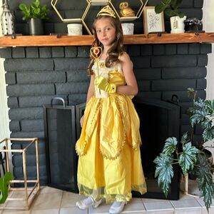 Disney Gold Princess belle beauty and the beast Halloween Costume Kids 8-10 L